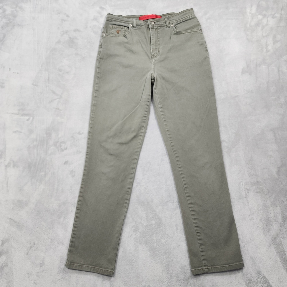Gloria Vanderbilt Jeans Womens 8 Green Mid Rise Straight Stretch Denim Casual
